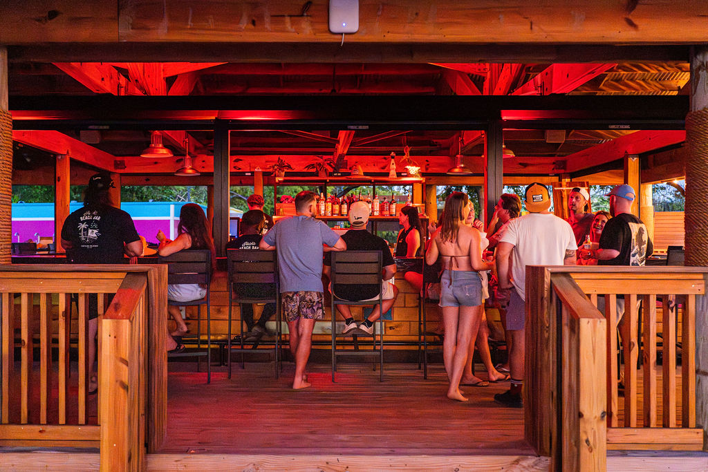 Beach bar at night